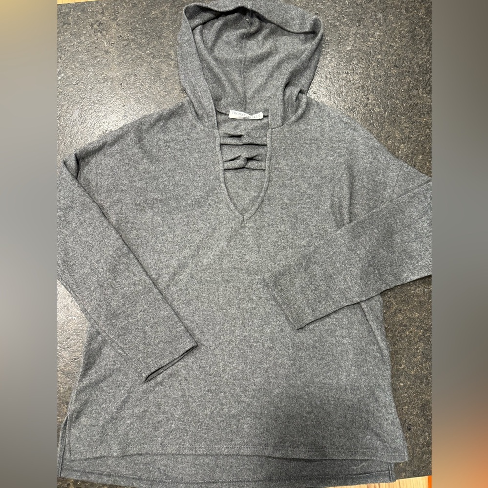Grey V Neck Long Sleeve